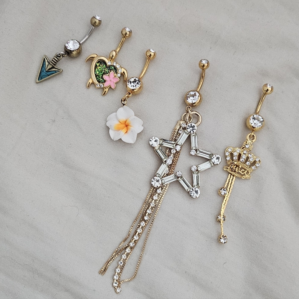 Gyaru Gold Tropical Belly Button Navel Piercing Set
